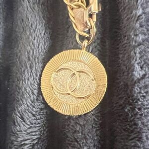 CHANEL VINTAGE, 60’s Gold Medallion Belt, 37” cream leather intertwined.